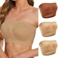 thumbnail image 1 of LYEAA Wireless Bras for Women Plus Size 3 Pack of Padded Strapless Stretch Push Up Bandeau No Wire Solid Seamless Invisible Support Non-Slip Breathable Comfort Soft Sleeping Everyday Bra Brown 4XL, 1 of 9