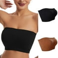 thumbnail image 1 of LYEAA Wireless Bras for Women Plus Size Pack of 2 Padded Strapless Stretch Push Up Bandeau No Wire Solid Seamless Invisible Support Non-Slip Breathable Comfortable Soft Sleeping Everyday Bra Brown XL, 1 of 9