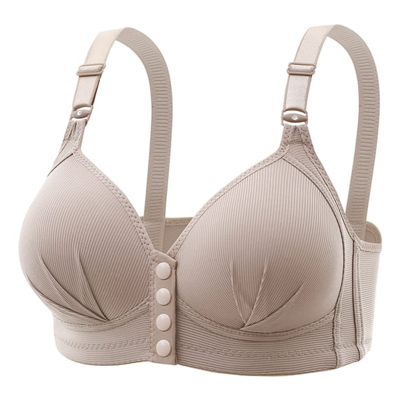 LYEAA Wireless Bras for Women Plus Size Push Up Bras Front Closure Adjustable Strap Bras No Wire Seamless Lift Shape Bralette Soild Breathable Soft Bras Comfortable Everyday Bras T-Shirt Bras