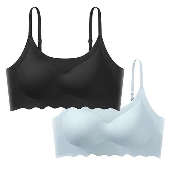 LYEAA Wireless Everyday Bras for Women Padded 2 Pack No Wire Wirefree Seamless Bras Push up Breathable Pullover Daily Sleep Bras Comfortable Shaping Full Figure Soft Stretch T-Shirt Bras Multicolor M