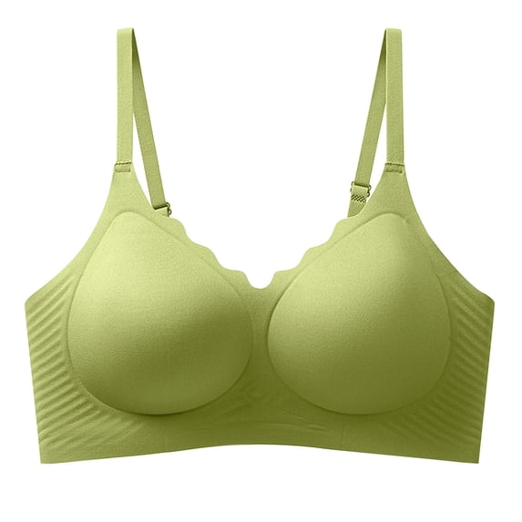 LYEAA Wireless Everyday Bras for Women Padded Seamless Push up Daily Bras Wirefree Adjustable Strap Support Lift Soft Bralette No Wire Breathable Comfort Sleeping Bras Green M