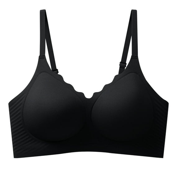 LYEAA Wireless Everyday Bras for Women Padded Seamless Push up Daily Bras Wirefree Adjustable Strap Support Lift Soft Bralette No Wire Breathable Comfort Sleeping Bras Black XL