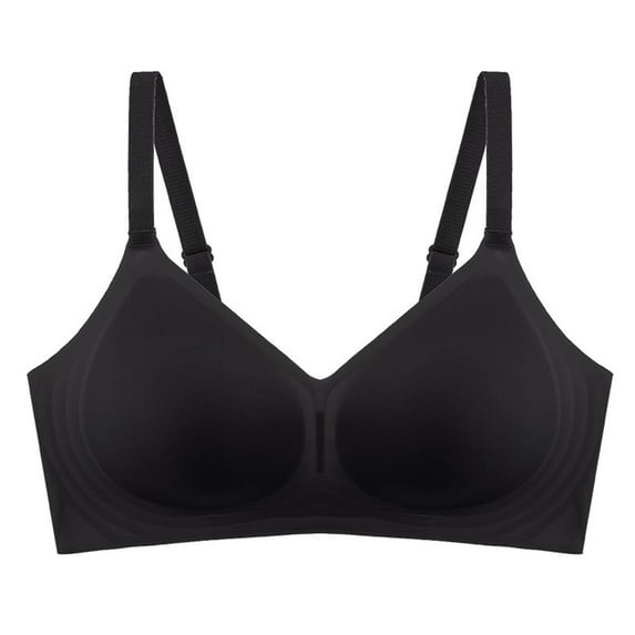 LYEAA Wireless Everyday Bras for Women Padded Soft No Wire Push up Bras Support Solid Lift Sleep Bras Comfortable Wirefree Breathable Shaping Daily Bralette Black XL
