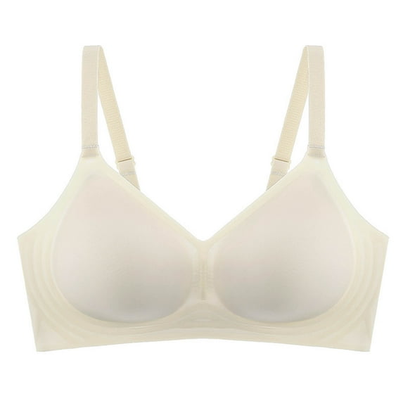 LYEAA Wireless Everyday Bras for Women Padded Soft No Wire Push up Bras Support Solid Lift Sleep Bras Comfortable Wirefree Breathable Shaping Daily Bralette Beige L