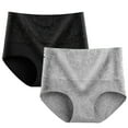 thumbnail image 1 of LYEAA Woman Underwear 100% Cotton Brief 2 Pack Plus Size High Waisted Cool Breathable Comfort Solid Lace Daily Panties Full Fashionable Women's Underpants Gray 2XL, 1 of 2