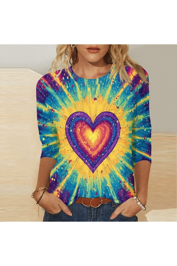 Women 3/4 Sleeve Casual Tops Stretchy Solid Color Crew Neck Soft Cotton T-Shirt Comfortable Homewear Basic Tee for Daily Wear Lounge Wine S