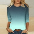 thumbnail image 1 of LYEAA Women 3/4 Sleeve Printed Tops Crew Neck Casual Blouses Soft Stretch Fabric Summer Beach Vacation Clothing Trendy Floral Daily Wear Green XL, 1 of 5