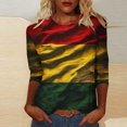 thumbnail image 1 of LYEAA Women Black Heritage Graphic Tee 3/4 Sleeve Round Neck Cotton Shirt Loose Fit Casual Tops African American Cultural Apparel Multicolor XXXXXL, 1 of 5