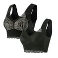 thumbnail image 1 of LYEAA Women Bras Plus Size 2 Pack No Wire Wirefree Lace Everyday Bras Push up Breathable Wireless Pullover Sleep Bras Comfort Lifting Support Shaping Full Figure Soft Stretch T-Shirt Bras Black 2XL, 1 of 2