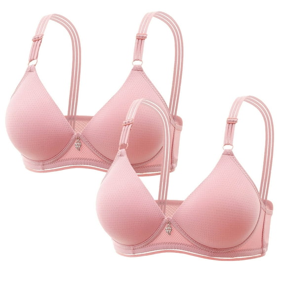LYEAA Women Bras Push up Packs of 2 No Wire Wirefree Everyday Bras Breathable Wireless Solid Color Daily Sleep Bras Comfortable Shaping Soft Stretch T-Shirt Bras Pink 40/90