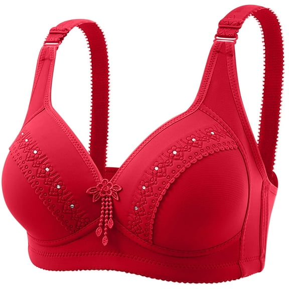 LYEAA Women Bras Push up Plus Size Soft No Wire Everyday Bras Wireless Support Solid Lightly Lined Lift Sleep Bras Comfortable Wirefree Breathable Shaping Daily Bralette Red XL