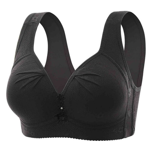 LYEAA Women Bras Wireless Push up Lightly Lined Daily Bras Wirefree Wide Strap Lift Soft Bralette No Wire Breathable Comfort Sleeping Bras Black XL