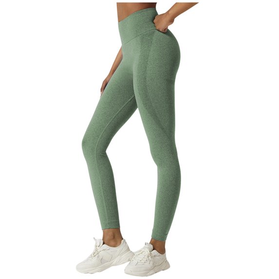 LYEAA Women Leggings Workout High Waist Butt Lifting Pants Ankle Length Elastic Yoga Pants Stretch Shapewear Running Athletic Casual Soft Pants Breathable Lightweight Pants Green S