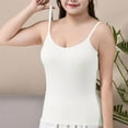 thumbnail image 1 of LYEAA Women Tank Top with Built in Bra Camisole Plus Size Spaghetti Strap Fitted Summer Casual Undershirt Solid Crew Neck Sleeveless Basic Breathable Fashion Ladies Pullover Shirts White 2XL, 1 of 1