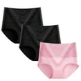 thumbnail image 1 of LYEAA Women Underwear 100% Cotton Brief 3 Pack Plus Size High Waisted Cool Breathable Comfort Solid Lace Daily Panties Full Fashionable Underpants Pink 5XL, 1 of 2