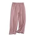 thumbnail image 1 of LYEAA Women's Pajama Pants Elastic Waist Soft Breathable Home Loungewear Causal Loose Solid Long Sleep Pants Comfortable Sleepwear Bottoms Purple M, 1 of 6