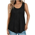 thumbnail image 1 of LYEAA Women's Summer Tank Tops No Sleeve Plus Size Sleeveless Crew Neck Summer Loose Casual Tee Shirts Solid Flowy Beach Elegant Pullover Vest Comfortable Soft Loungewear Going Out Clothes Black S, 1 of 9
