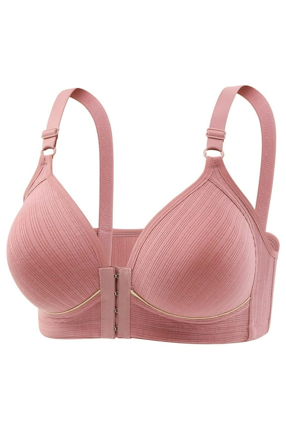 Womens Bras Front Closure Push up Lightly Lined Cotton Wireless Daily Bras Wirefree Adjustable Strap Lift Soft Bralette No Wire Breathable Comfort All Coverage Sleeping Bras for Elderly Beige M