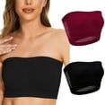 thumbnail image 1 of LYEAA Womens Bras No Wire Plus Size Pack of 2 Wireless Padded Strapless Stretch Push Up Bandeau Solid Seamless Invisible Support Non-Slip Breathable Comfortable Soft Sleeping Everyday Bra Red 5XL, 1 of 9