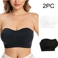 thumbnail image 1 of LYEAA Womens Bras No Wire Push up Pack of 2 Wireless Plus Size Padded Strapless Convertible Stretch Bandeau Solid Seamless Invisible Support Clear Strap Breathable Comfort Soft Everyday Bra Black S, 1 of 9