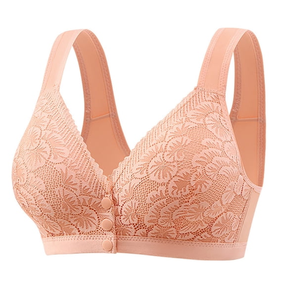 LYEAA Womens Bras No Wire Wireless Push Up Bras Front Closure Wide Strap Bras Lift Shape Bralette Soild Breathable Soft Bras Comfortable Everyday Bras T-Shirt Bras Orange