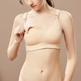 thumbnail image 1 of LYEAA Womens Bras Nursing Wireless Maternity Bras for Breastfeeding Pregnant Solid Openable Breathable Bras Comfort Sleep Bras with Removable Pads Beige L, 1 of 9