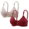 thumbnail image 1 of LYEAA Womens Bras No Wire 2 Pack Wirefree Everyday Bras Push up Breathable Wireless Solid Color Daily Sleep Bras Comfortable Shaping Soft Stretch T-Shirt Bras Red 38/85, 1 of 4