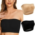 thumbnail image 1 of LYEAA Womens Bras No Wire Plus Size Pack of 2 Wireless Padded Strapless Stretch Push Up Bandeau Solid Seamless Invisible Support Non-Slip Breathable Comfortable Soft Sleeping Everyday Bra Beige L, 1 of 9