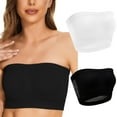 thumbnail image 1 of LYEAA Womens Bras No Wire Plus Size Pack of 2 Wireless Padded Strapless Stretch Push Up Bandeau Solid Seamless Invisible Support Non-Slip Breathable Comfortable Soft Sleeping Everyday Bra White 2XL, 1 of 9
