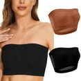 thumbnail image 1 of LYEAA Womens Bras No Wire Plus Size Pack of 2 Wireless Padded Strapless Stretch Push Up Bandeau Solid Seamless Invisible Support Non-Slip Breathable Comfortable Soft Sleeping Everyday Bra Brown XL, 1 of 9