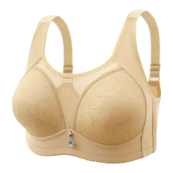 LYEAA Womens Bras No Wire Push up Plus Size Lightly Lined Wireless Daily Bras Wirefree Adjustable Strap Lift Soft Bralette Breathable Comfort Sleeping Bras Beige S
