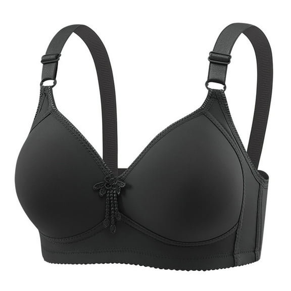 LYEAA Womens Bras No Wire Soft Push up Everyday Bras Wireless Support Solid Lightly Lined Lift Sleep Bras Comfortable Wirefree Breathable Shaping Daily Bralette Black L