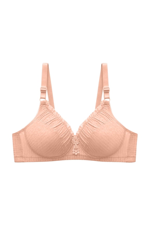 Womens Bras Wireless Lightly Lined Push up Daily Bras Wirefree Adjustable Strap Lift Soft Bralette No Wire Breathable Comfort Sleeping Bras Beige 85B
