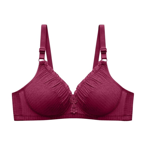LYEAA Womens Bras Wireless Lightly Lined Push up Daily Bras Wirefree Adjustable Strap Lift Soft Bralette No Wire Breathable Comfort Sleeping Bras Red 80B