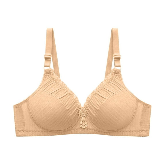 LYEAA Womens Bras Wireless Lightly Lined Push up Daily Bras Wirefree Adjustable Strap Lift Soft Bralette No Wire Breathable Comfort Sleeping Bras Yellow 90B