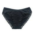 thumbnail image 1 of LYEAA Womens Briefs Cotton Mid Waisted Cool Bikini Underwear Breathable Comfort Solid Lace Daily Panties Fashionable Underpants Black XL, 1 of 4