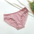 thumbnail image 1 of LYEAA Womens Briefs Cotton Mid Waisted Cool Bikini Underwear Breathable Comfort Solid Lace Daily Panties Fashionable Underpants Pink L, 1 of 4