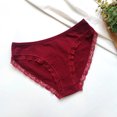 thumbnail image 1 of LYEAA Womens Briefs Cotton Mid Waisted Cool Bikini Underwear Breathable Comfort Solid Lace Daily Panties Fashionable Underpants Red M, 1 of 3