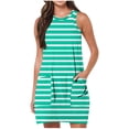 thumbnail image 1 of LYEAA Womens Casual Dresses with Pockets Plus Size Crew Neck Sleeveless Midi Dresses Striped Dressy Pullover Dresses Comfort Vacation Dresses Green L, 1 of 6