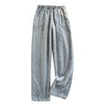 thumbnail image 1 of LYEAA Womens Flannel Pajama Pants with Pockets Fuzzy Soft Warm Winter Elastic waist Home Loungewear Causal Loose Solid Long Sleep Pants Thick Comfortable Sleepwear Bottoms Gray M, 1 of 2