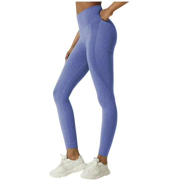 LYEAA Womens Leggings High Waist Butt Lifting Pants Ankle Length Workout Elastic Yoga Pants Stretch Shapewear Running Fitted Sports Casual Soft Pants Breathable Lightweight Pants Blue S
