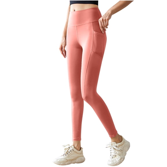 LYEAA Womens Leggings with Pockets Elastic Waist Butt Liftings Tights Stretchy Ankle Length Solid Workout Pants