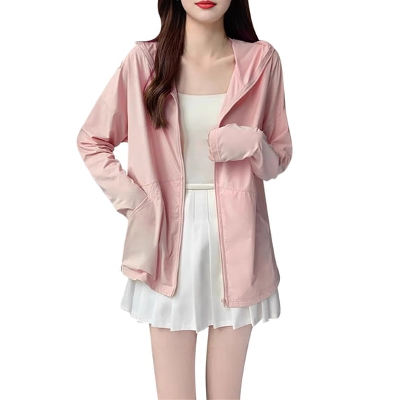 LYEAA Womens Lightweight Jackets Long Sleeve UPF50+ Sun Protection Tops Breathable Hooded Jacket Solid Casual Activewear