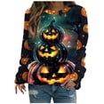 thumbnail image 1 of LYEAA Womens Long Sleeve Sweatshirts Halloween Pumpkin Print T Shirt Spooky Season Crewneck Tops Fall Tee Shirts Multicolor S, 1 of 5