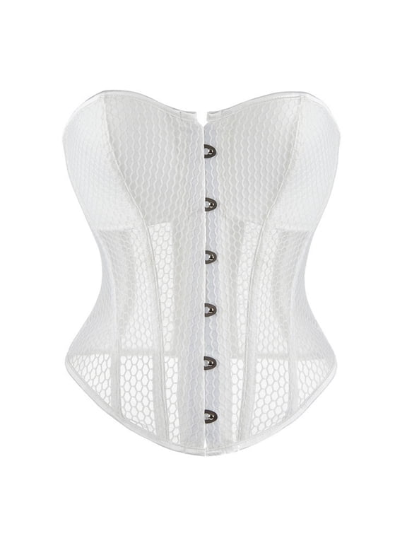 Womens Mesh Corset Top Strapless Overbust Bustier Push up Breathable Shapewear Going out Renaissance Club Tops