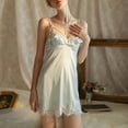 thumbnail image 1 of LYEAA Womens Nightgowns Sleepwear Sleeveless Satin Cozy Summer Cute Short Night Gowns Chemise Solid V Neck Loose Casual Soft Pajamas Loungewear Fashion Breathable Elegant Women's Nightdress Blue L, 1 of 6