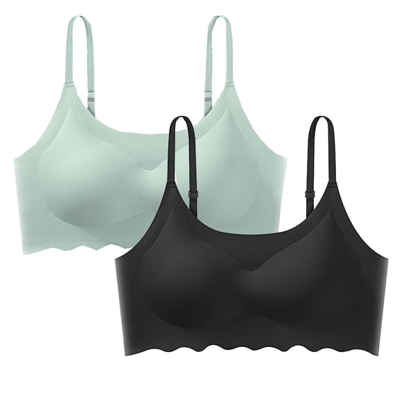 LYEAA Womens Padded Everyday Bras 2 Pack No Wire Wirefree Seamless Bras Push up Breathable Wireless Pullover Daily Sleep Bras Comfort Shaping Full Figure Soft Stretch T-Shirt Bras Multicolor M