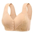 thumbnail image 1 of LYEAA Womens Plus Size Bras Front Closure Lace Push up Lightly Lined Wireless Daily Bras Wirefree Wide Strap Lift Soft Bralette No Wire Breathable Comfort Sleeping Bras for Elderly Beige 40/90, 1 of 2