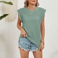 thumbnail image 1 of LYEAA Womens Plus Size Tank Tops Cap Sleeve Crew Neck Spring Summer Loose Casual Tee Shirts Solid Vacation Beach Elegant Fashion Pullover Vest Breathable Soft Loungewear Going Out Clothes Green XL, 1 of 8