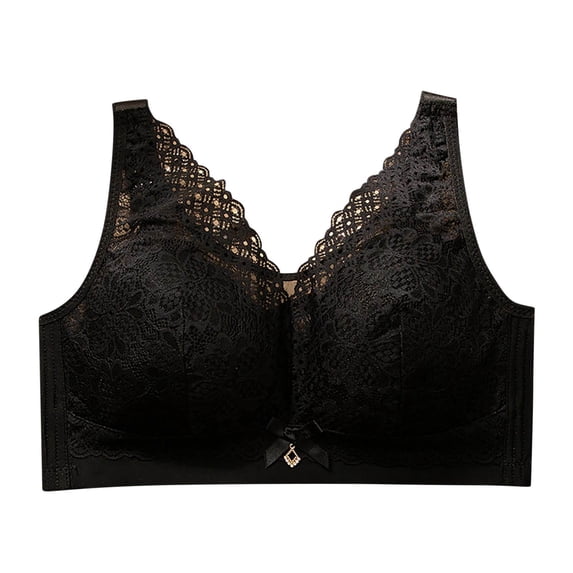 LYEAA Womens Push up Bras Plus Size Lace Lightly Lined Wireless Daily Bras Wirefree Adjustable Strap Lift Soft Bralette No Wire Breathable Comfort Sleeping Bras Black 3XL